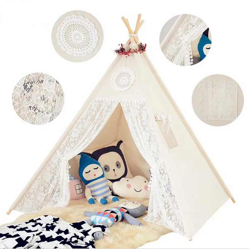 Four Poles Children Teepees Lace Cream Tent For Girls Kids Play Tent Cotton & Lace Tipi For 0-12 Baby Ins Hot 116*116*145cm цена Four Poles Children Teepees Lace Cream Tent For Girls Kids Play Tent Cotton & Lace Tipi For 0-12 Baby Ins Hot 116*116*145cm цены онлайн