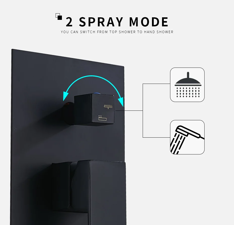 Латунь черные резиновые смеситель для душа набор 3-функции ванны смеситель для душа для Ванная комната кран потолочный Душ " Rian Насадки для душа с ручным душем