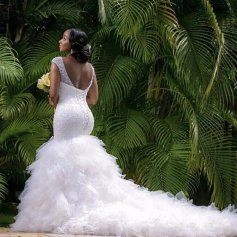 Fansmile-2019-New-Arrival-Africa-Design-Full-Beading-Handwork-Beads-Ruffle-Tiered-Mermaid-Wedding-Dress-Backless