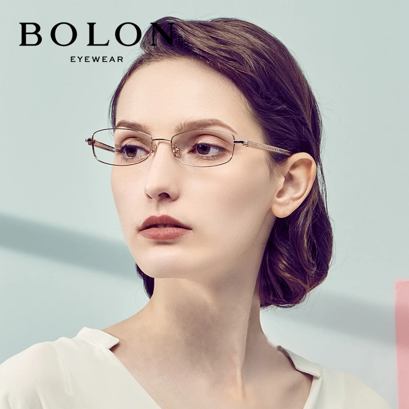 Болон, половинная оправа без оправы, стеклянная оправа для женщин, маленькая близорукая оправа для глаз, овальная близорукость, женские оптические очки, оправа BJ7027