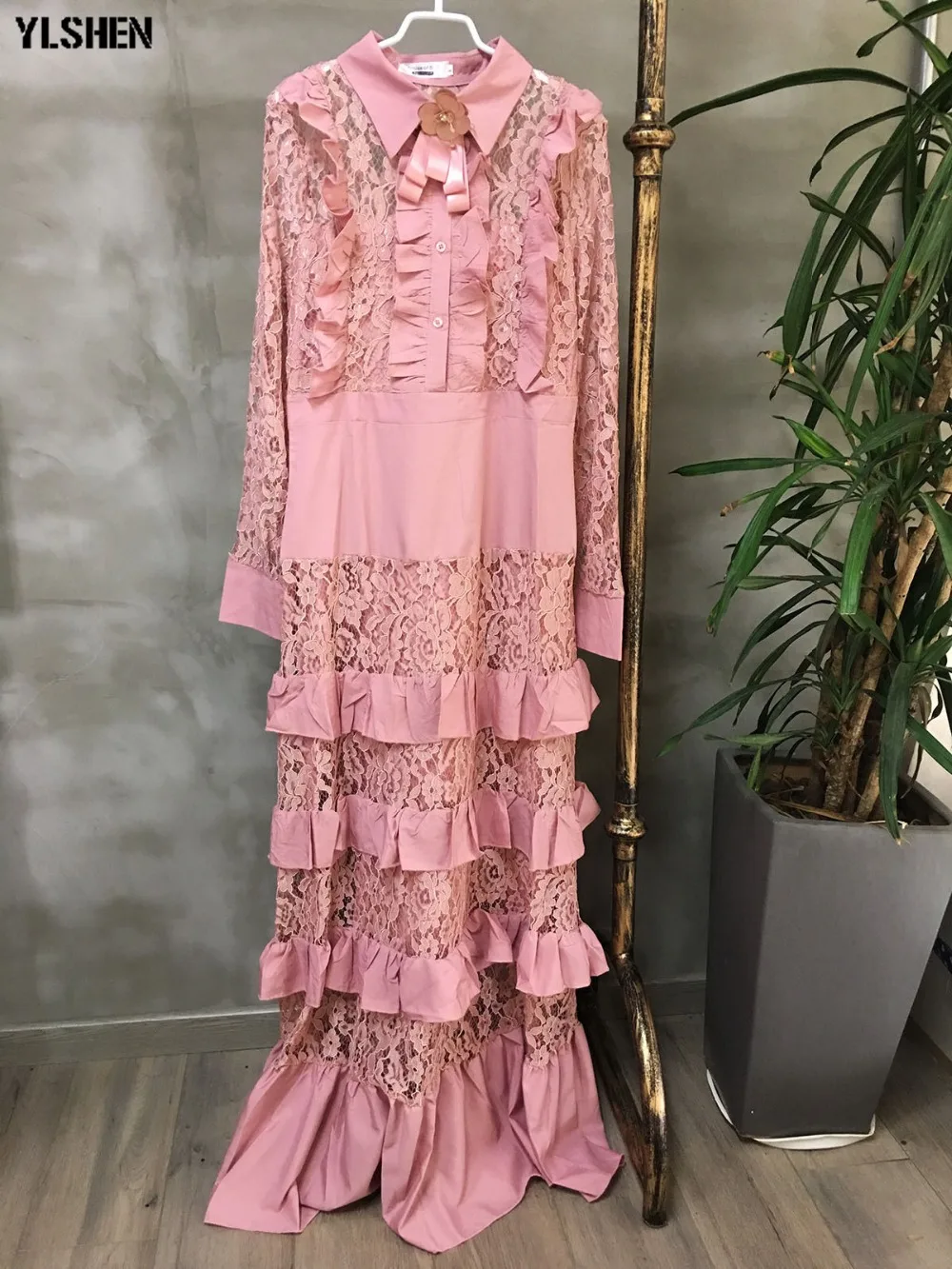 African Dresses for Women Dashiki Lace African Clothes Plus Size Fungus Edge Cake Africa Dress Africaine Robe Femme Long Dress 06