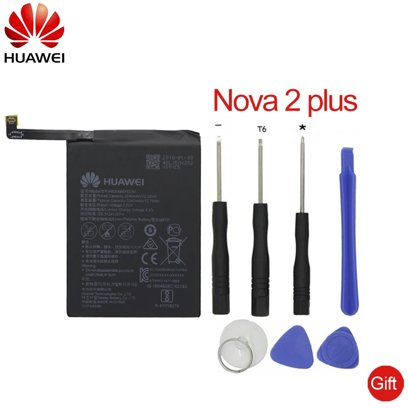

HuaWei Phone Battery HB356687ECW For Huawei Nova 2 plus Nova 2i honor 9i huawei G10 Mate 10 lite Replacement Batteries 3340mAh