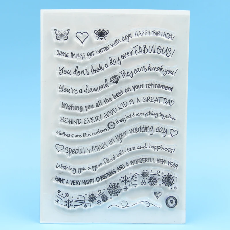 

Wavy Words Transparent Clear Stamp for DIY scrapbooking/Card Making C189