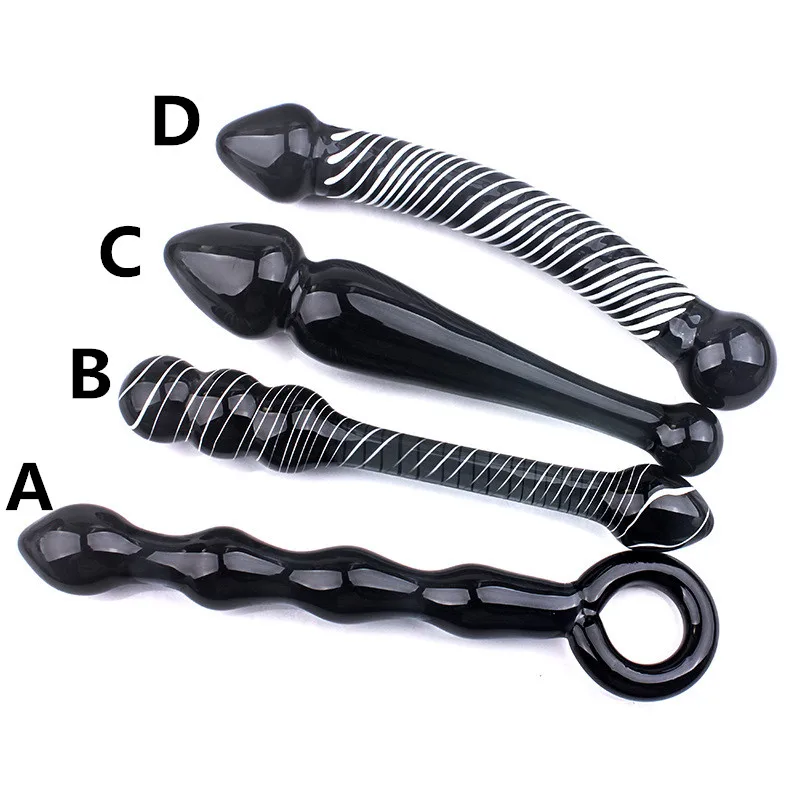 4 Style Black Long Glass Anal Plug Balls Buttplug Double Beads Toys Dildo Adult Ass Dilator Set | Красота и здоровье