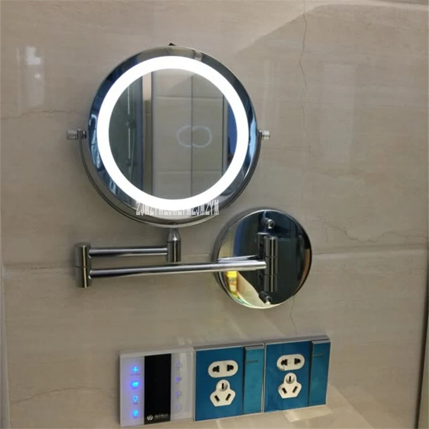 

001 Stainless Steel Wall Mounted Vanity Cosmetic Mirror Bathroom Swivel Makeup Mirror Double-sided 5X/10X Magnifying Mirror