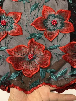 

Red Green Latest Nigerian Tulle Lace 2019 French Net Beaded Lace Fabric For Nigerian Wedding Embroidery African Lace Fabric