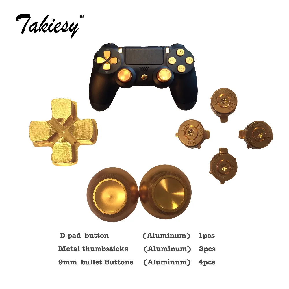 

for Sony PlayStation 4 PS4 Controller Metal thumbsticks + 9mm bullet Buttons and metal D-pad