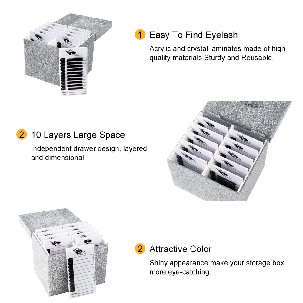 Коробка для хранения ресниц 10 слоев блеск накладные ресницы макияж Органайзер ресницы клей дисплей держатель Чехол косметический инструмент