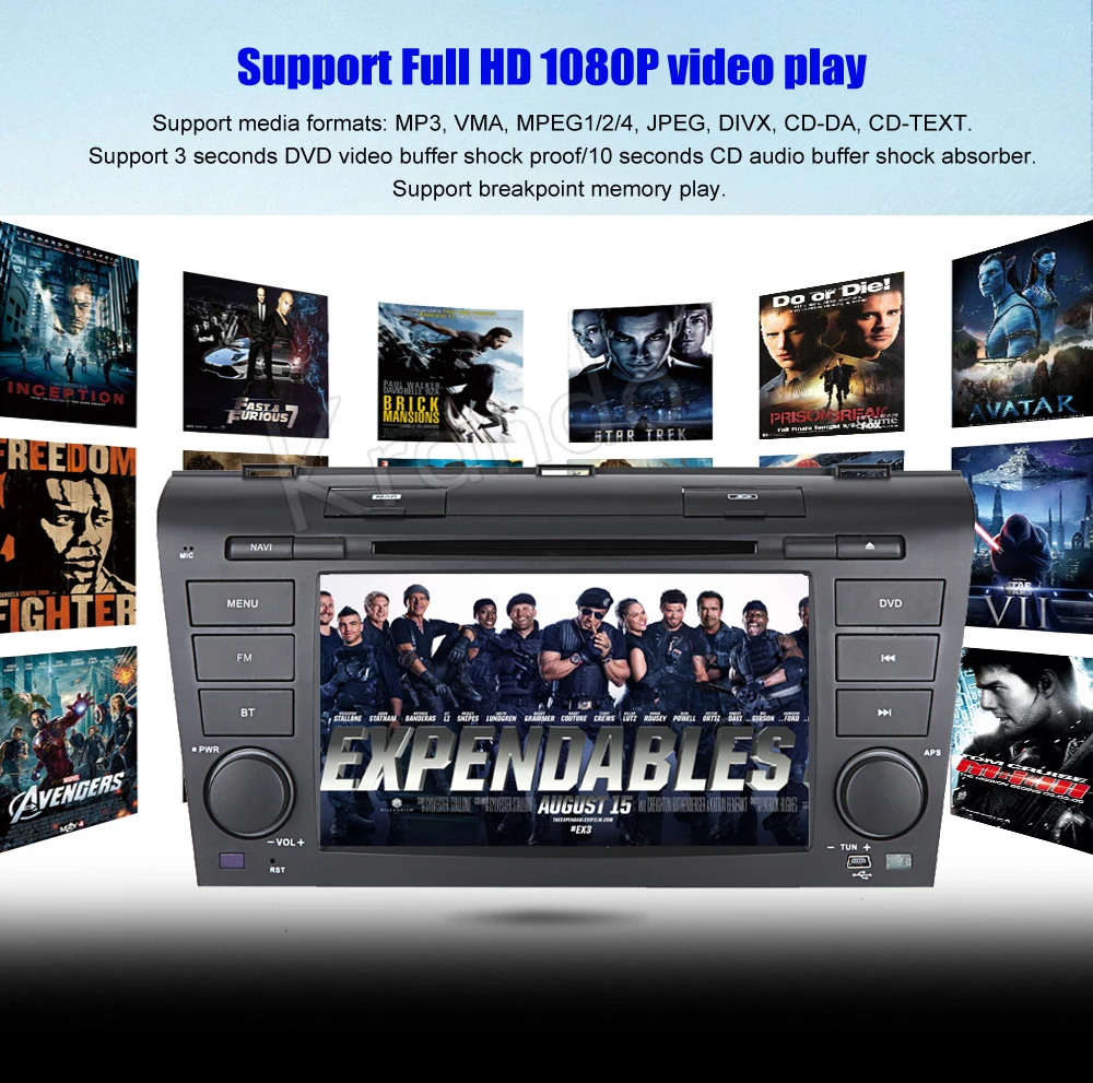 Cheap Krando 7" Android 9.0 car audio navigation multimedia system for Mazda 3 2004-2008 radio gps dvd player WIFI 3G DAB+ 5