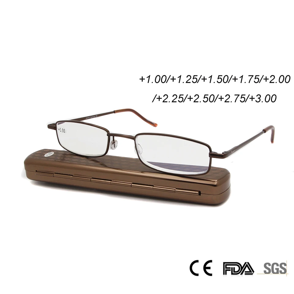 Full Rim Men Women Reading Eyeglasses Portable Optical Glasses Metal