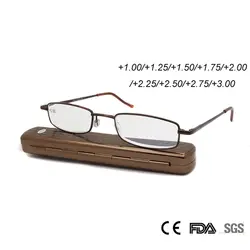 Полный обод для мужчин женщин очки для чтения портативный оптический металлический рамки с чехлом дальнозоркостью очк