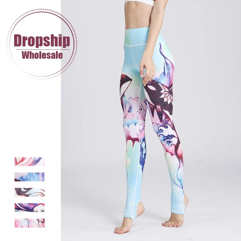 

Slim Women Yoga Pants High Waist Fitness Printed Tights Gym Female Leggings Sport Elastic Tummy Control for Running Jogging