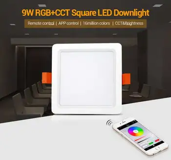 

Milight 9W RGB+CCT Square LED Downlight AC100~240V 50/60Hz use with smartphone APP wifi 2.4G wireless remote panel control