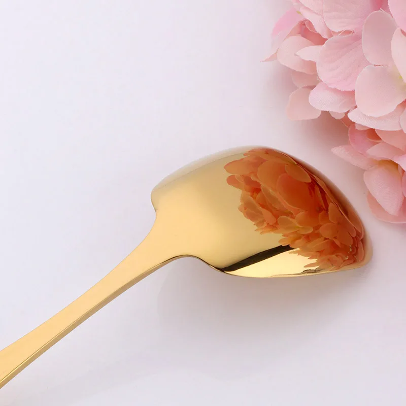Iridescent 4 pcs Petal Flowers Rainbow Colourful Desert Spoons Cutlery Set