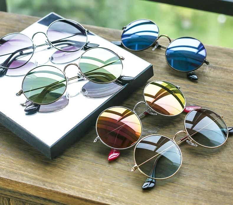 Ezra Reflective Retro Round Sunglasses Womens Mens