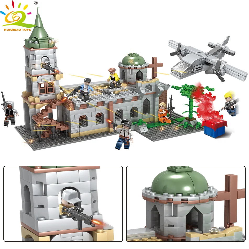 

728pcs Military Battleground airplane Building blocks Compatible Legoingly city Soldier figures Weapon Bricks toys for children