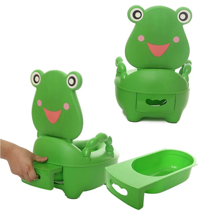 

Baby Kids Travel Toilet Portable Potty Toilet Plastic Urinals Boy Drawer Frog Cartoon Toilet Training Seat 0-5 Years