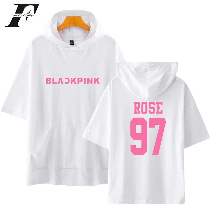 

LUCKYFRIDAYF 2018 Blackpink 12 Short Sleeve korean Style Sweatshirts and Hoodies women men Streetwear Hip Hop Pullover Cotton