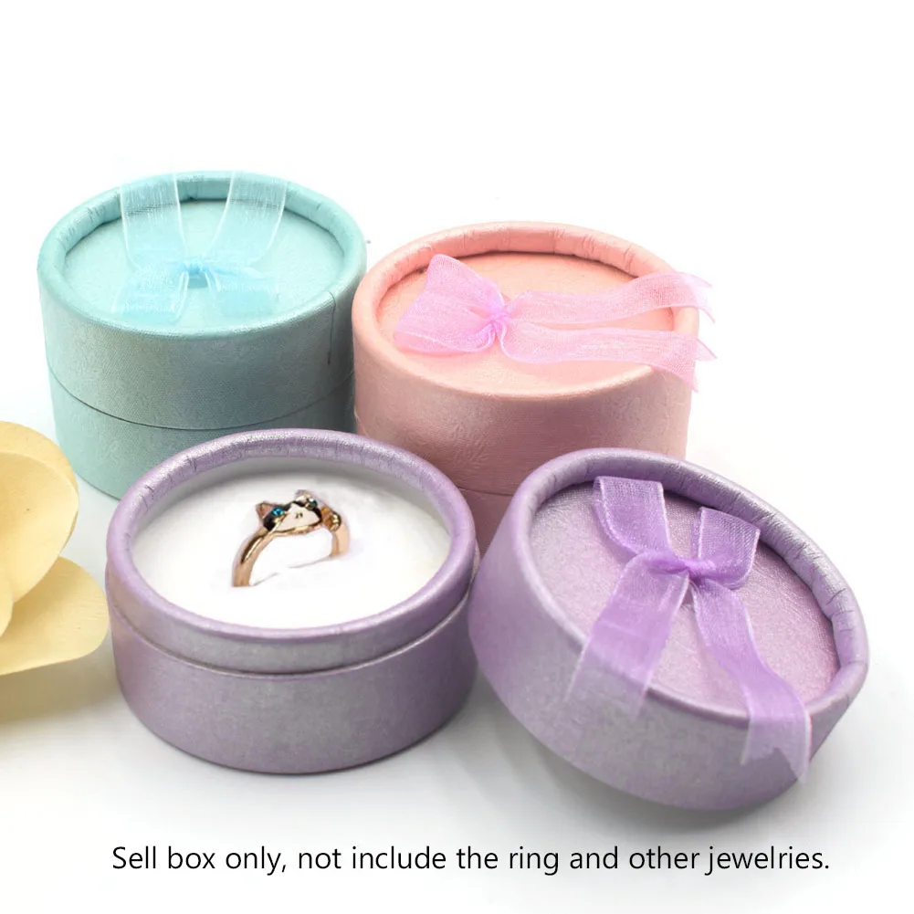 

1Pc 5.2X3.6cm Round Gift Boxes Jewelry Multi Colors Ring Earring Gift Carton Box Bowknot Case Jewelry Box Package Gift Box