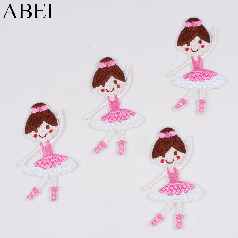 

10pcs/lot Embroidered Pink Dress Little Girl Stickers Cartoon Iron On Patches for Apparel Pants Hats Repair Fashion Decoration