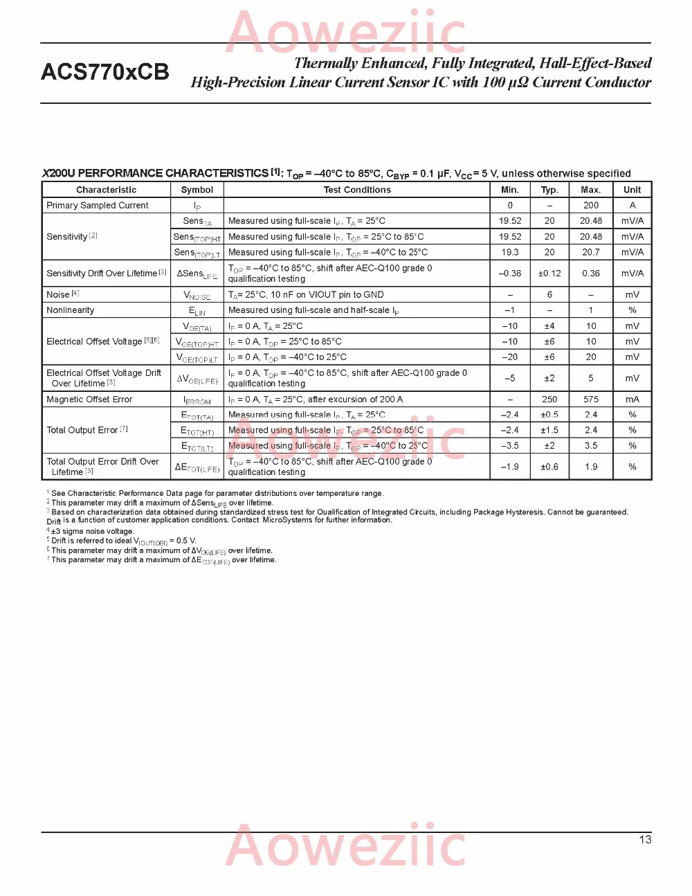 Aoweziic 1 шт. двунаправленный линейный ток Сенсор ACS770LCB-050B-PFF-T ACS770LCB-050B ACS770 40mV/1A