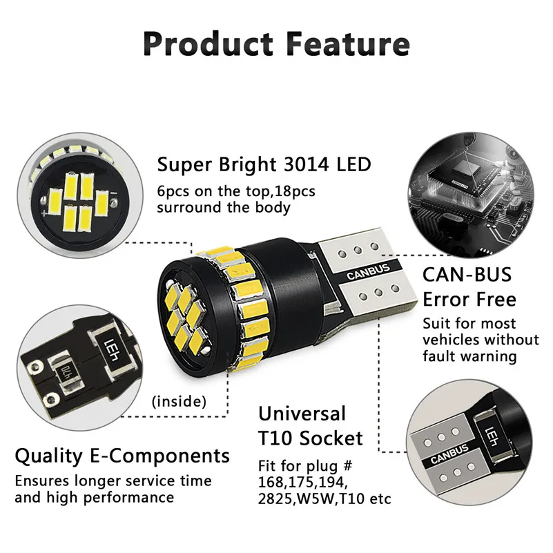 10светодиодный LED Canbus T10 W5W 3014 24SMD Автомобильная внутренняя светодиодный ная лампа