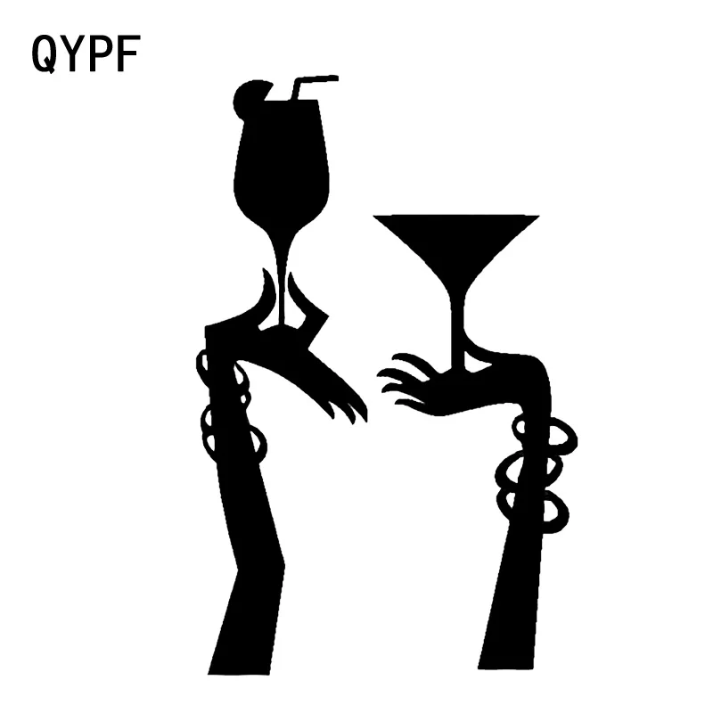 

QYPF 10.6*16.7CM Interesting Woman Hands Cocktail Car Sticker Graphic Motorcycle Bicycle Decoration Vinyl C16-0307