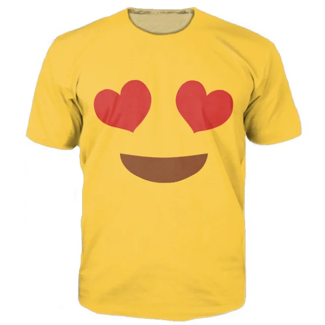 Emoji Heart Eyes Tee 3d funny t shirts yellow shirt summer t shirt