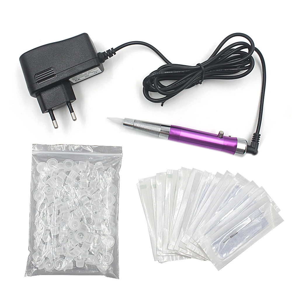 EZ TAT2 Eyebrow Tattoo Machines Set Purple Permanent Makeup Pen Machines Kits100 Needles Tips and 100 pcs Ink Cups EZ TAT2 Eyebrow Tattoo Machines Set Purple Permanent Makeup Pen Machines Kits100 Needles Tips and 100 pcs Ink Cups