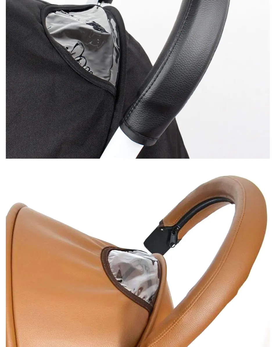 Baby Pram Pushchair Stroller Armrest Case Handle PU Leather Protective Cover Black/Brown