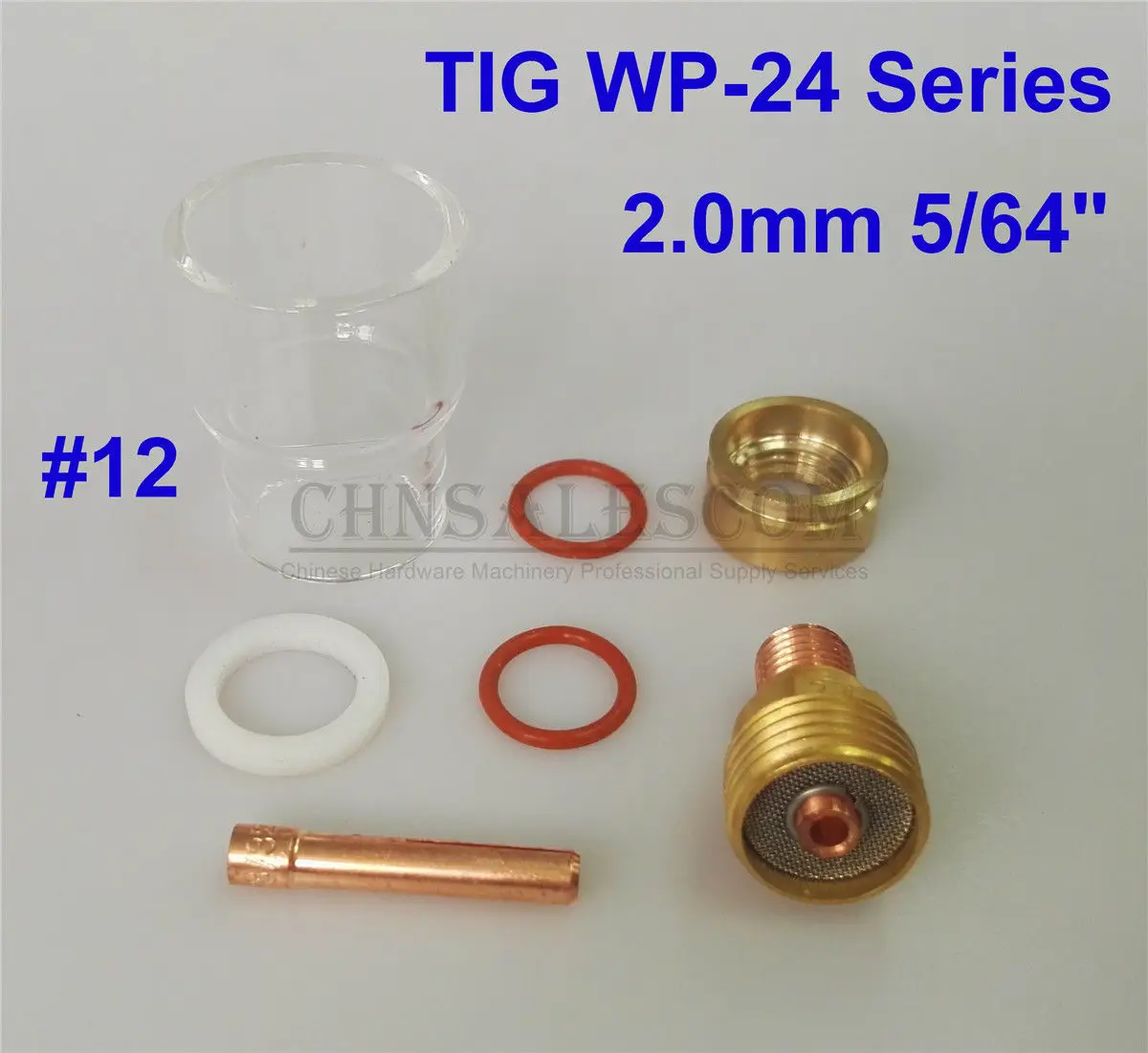 

CHNsalescom 7 pcs TIG Welding 12# 30mm Pyrex Glass Gas Lens Kit for WP-24 Series 2.0mm 5/64"