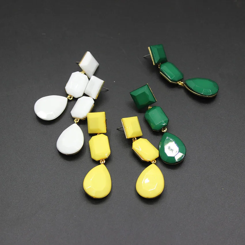 

Baroque fashion jewelry fashion personality acrylic square drops of water droplets long earrings female earrings 395