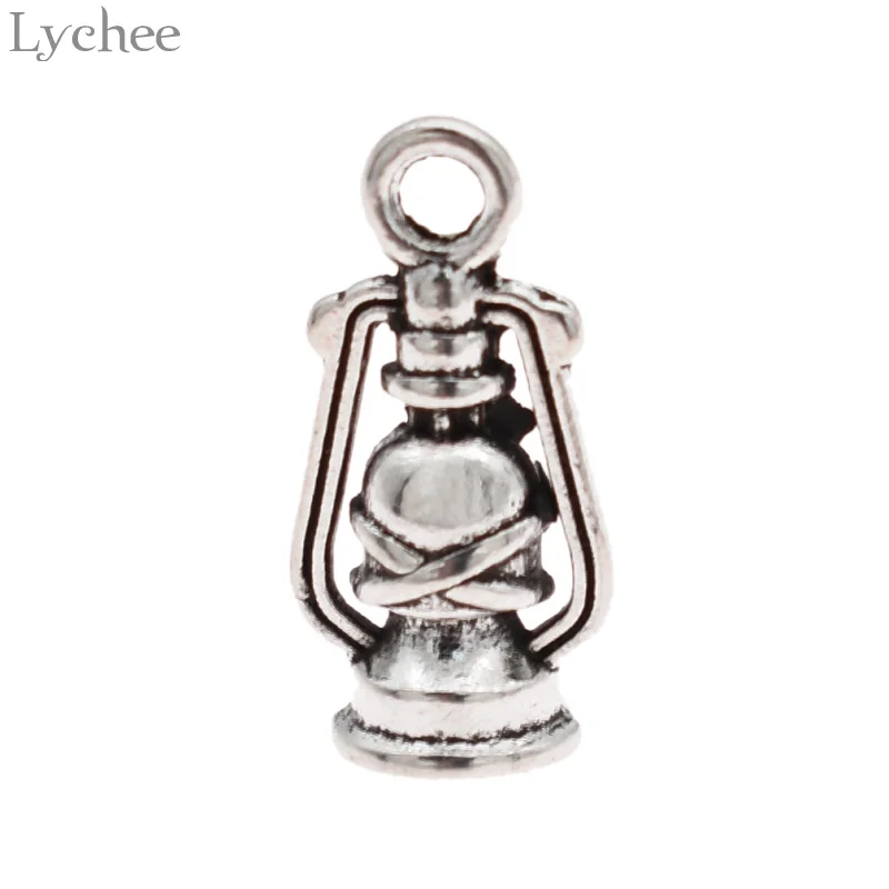 Lychee 10 шт. трендовые Подвески серебряного цвета из сплава с 3D фонариком ручной