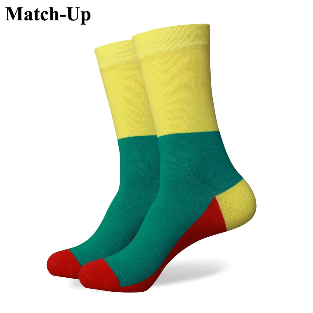 Match-Up Green and red yellow  new men colorful combed cotton socks  261