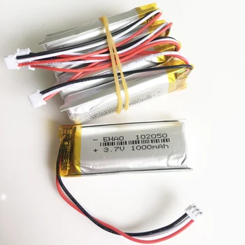 

5pcs 1000mAh 3.7V lithium polymer lipo Rechargeable battery JST 1.5mm 3Pin 102050 For KTV household wired microphone GPS Camera