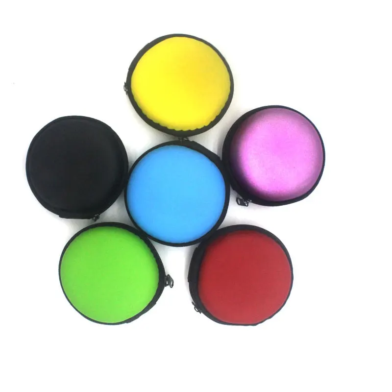 

Portable Mini Round Hard Storage for Earphone Headphone SD TF Cards Black Blue Pink Red Blue