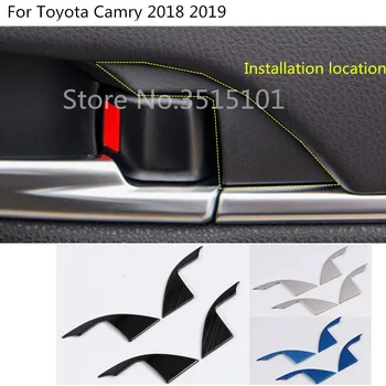 

Car Cover Stick Trim Stainless Steel Door Inner Handle Bowl Frame Molding 4pcs For Toyota New Camry XV70 2017 2018 2019 2020