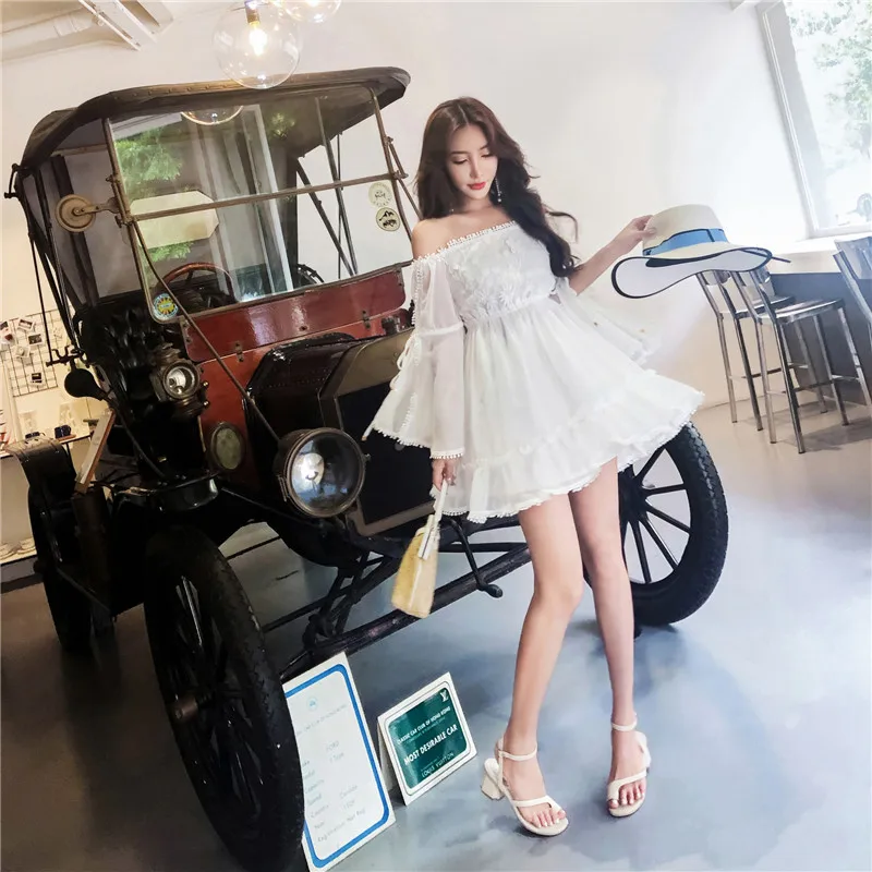 

YiLin Kay Self Portrait Summer Women Party Dress 2019 Designer Runway Sexy dew shoulder that wipe a bosom Beach Dress