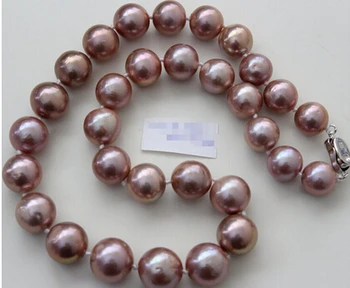 

Eternal wedding Women Gift word 925 11-12mm real natural big Australian south seas kasumi purple pearl necklace