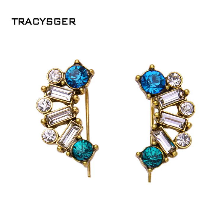 

AB-ed00785a / sweet girl jewelry / European style fashion jewelry retro alloy symmetry crystal flowers lady Ear cuff