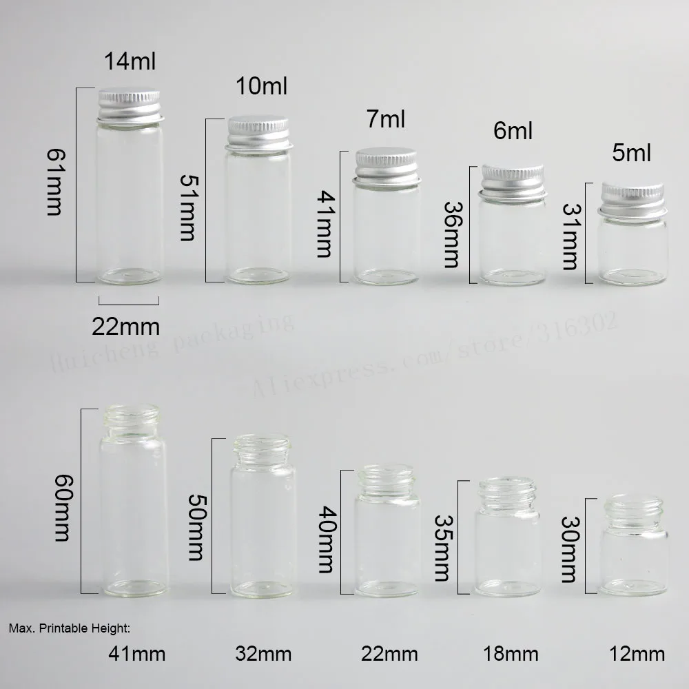 50 x пустые 5 мл 6, 7 мл, 10 мл 14 мл прозрачные Стекло бутылка с Алюминий Кепки 1/3oz небольшой Стекло небольшие флаконы для эфирных масел Применение