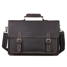 Vintage Crazy Horse Leather Men’s Briefcase Laptop Bag Business Bag Genuine Leather Briefcase Men Shoulder Bag Crossbody Bag