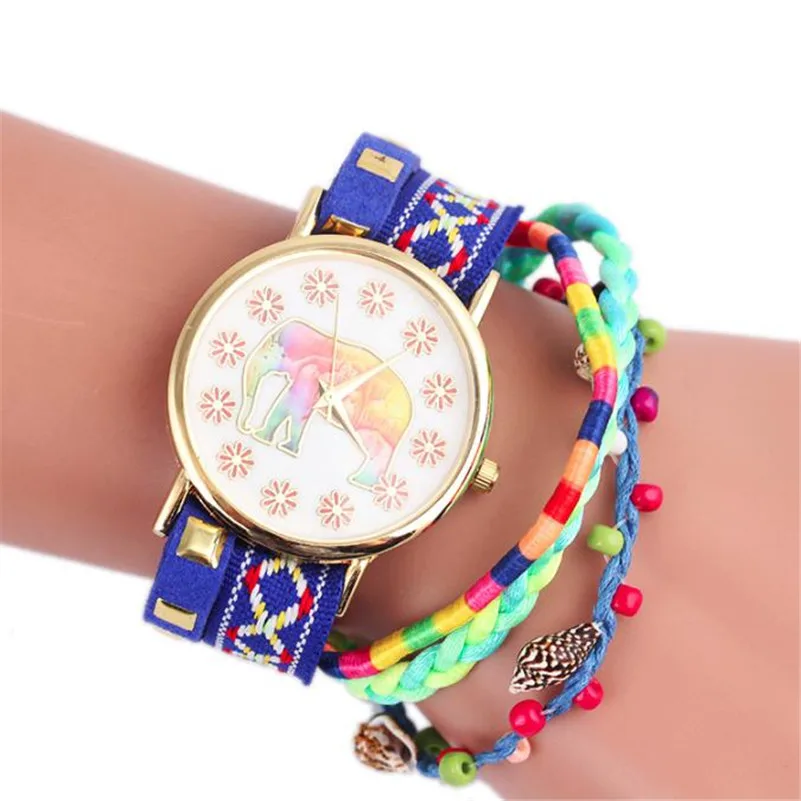 Fashion Women Elephant Pattern Knitting Dial Quartz Casual Wrist Watch Bracelet Watch Wrist Watch Relogio Feminino #2AP27 (3)