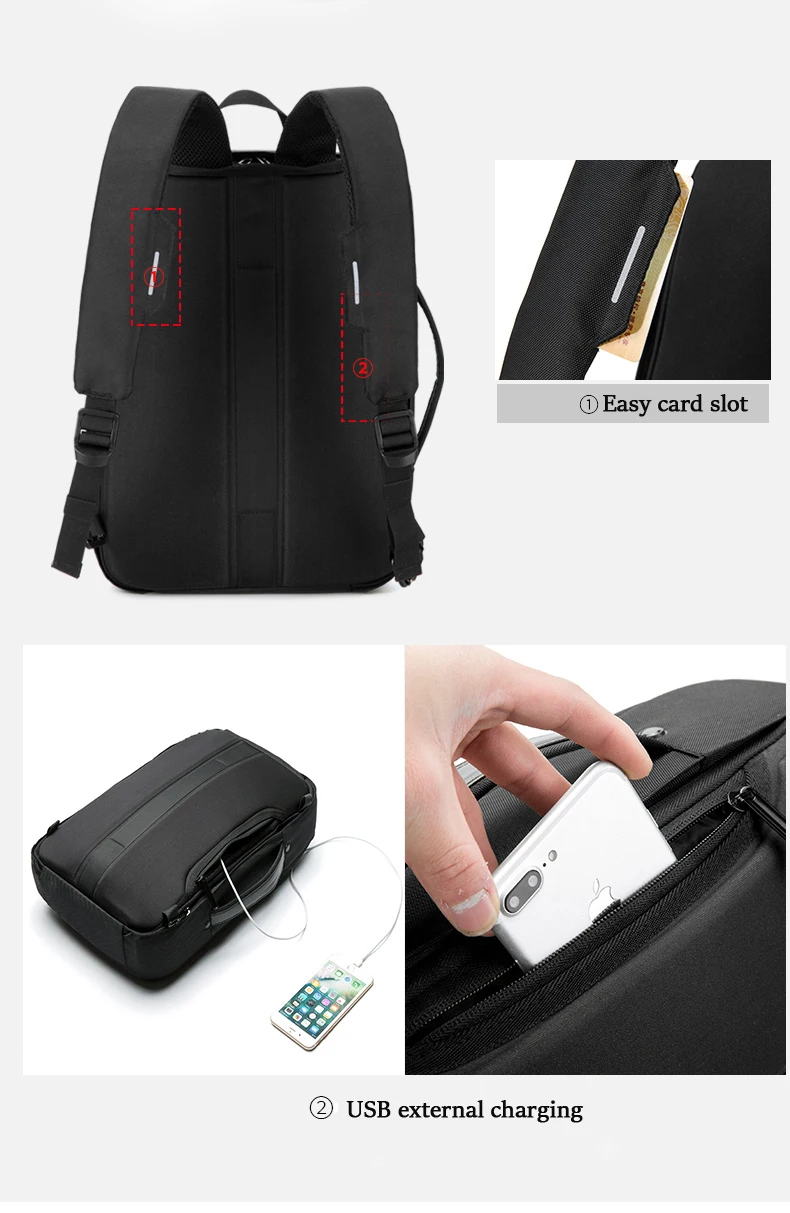 VENIWAY, рюкзак с защитой от кражи XD, городской дизайн, мужской рюкзак, USB зарядка, водонепроницаемый, для путешествий, рюкзак для 15,6, сумка для ноутбука
