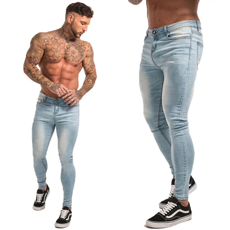 Gingtto Blue Jeans Slim Fit Super Skinny Jeans For Men Street Wear Hio Hop Ankle Tight Cut Closely To Body Big Size Stretch zm05 Gingtto Blue Jeans Slim Fit Super Skinny Jeans For Men Street Wear Hio Hop Ankle Tight Cut Closely To Body Big Size Stretch zm05