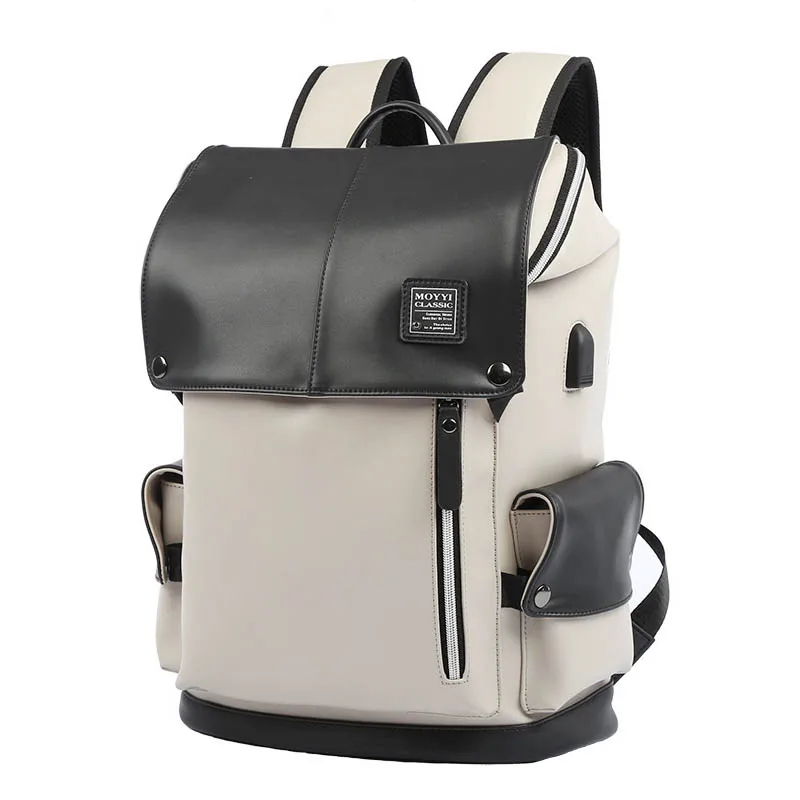 

Waterproof Laptop Backpack Bag 15.6 Inch Travel Backpack With Usb Men Women PU Leather School College Backpack Mochila 2019