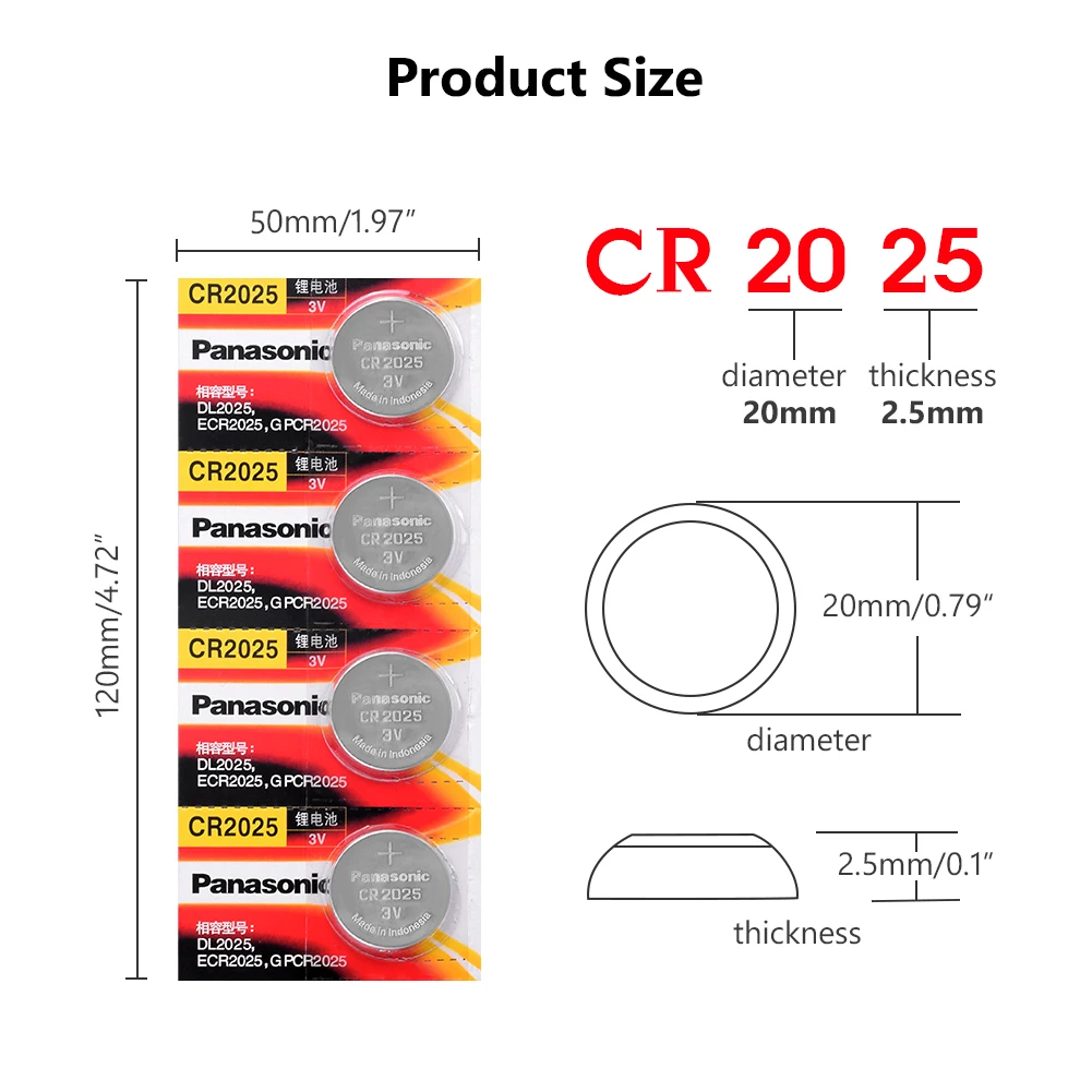 Cr 2025 3V литиевая Батарея 4 шт./лот Panasonic cr2025 аккумуляторы таблеточного типа для основная плата пульта дистанционного Управление игрушка