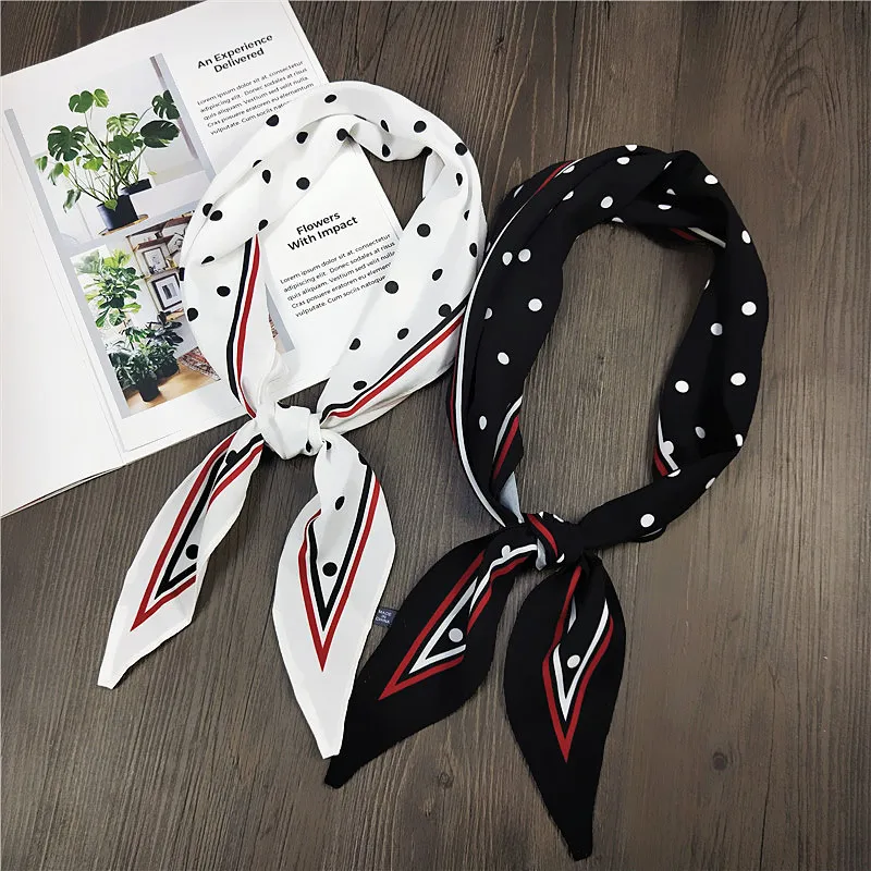 

Elegant Stripe Diamond Silk Square Scarf Hair Tie Band Business Women Neckerchief Head Neck Ladies Headband Scarf