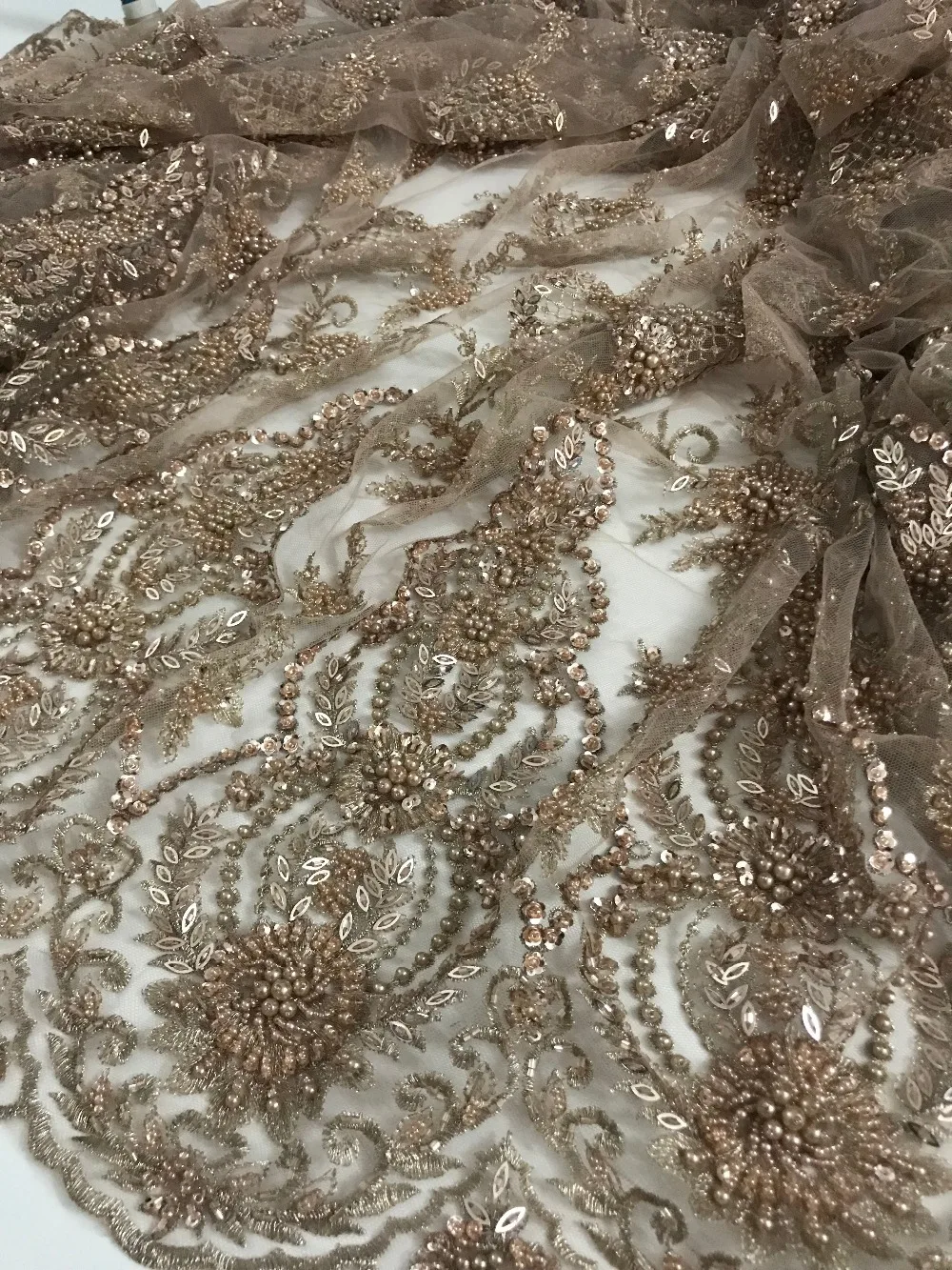 Роскошные афро тюль кружевной ткани для праздничное платье CiCi-71502 модные французский чистая кружевной ткани с полным бусы