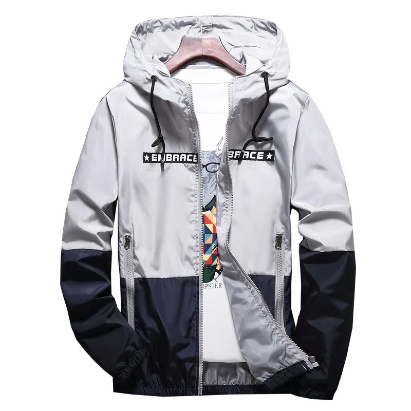 LEOCLOTHO Yizlo Anorak Jacket Windbreaker Men Jaqueta Masculina Zipper Patchwork Waterproof Jackets Streetwear Bomber Jacket